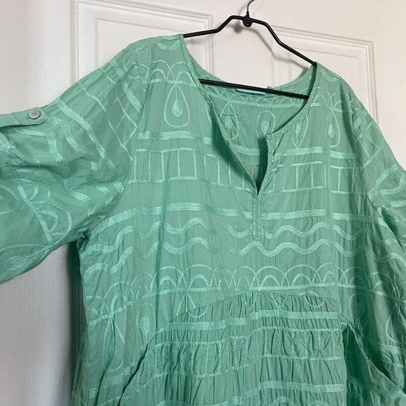 Blue Illusion green cotton tea dress - size 3X - Picture 2 of 6